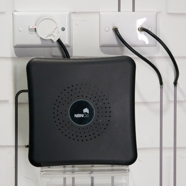 nbn satellite connection equipment installed inside a property, used to connect to the nbn Sky Muster satellite network.